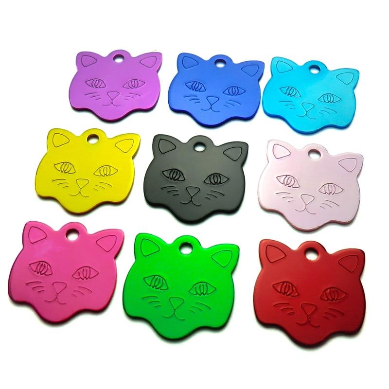 Main 20Pcs Customized Engraved Dog Cat ID Tag Personalized Cat Face Shape image